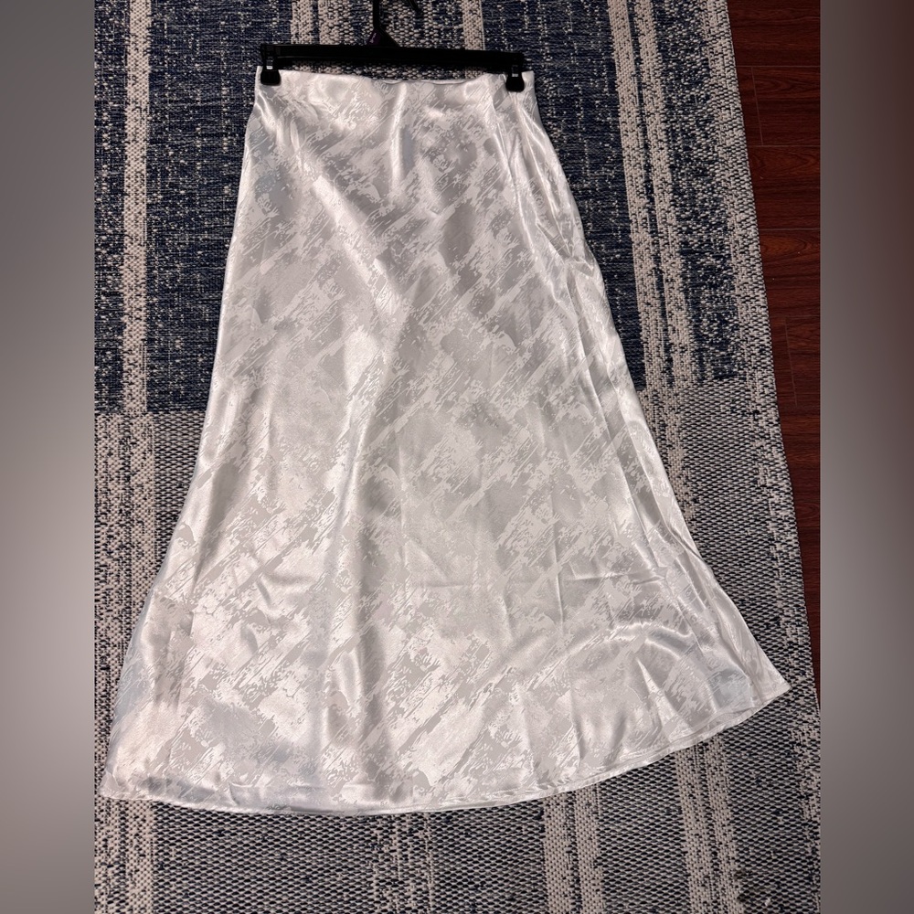 Elegant White Satin Skirt